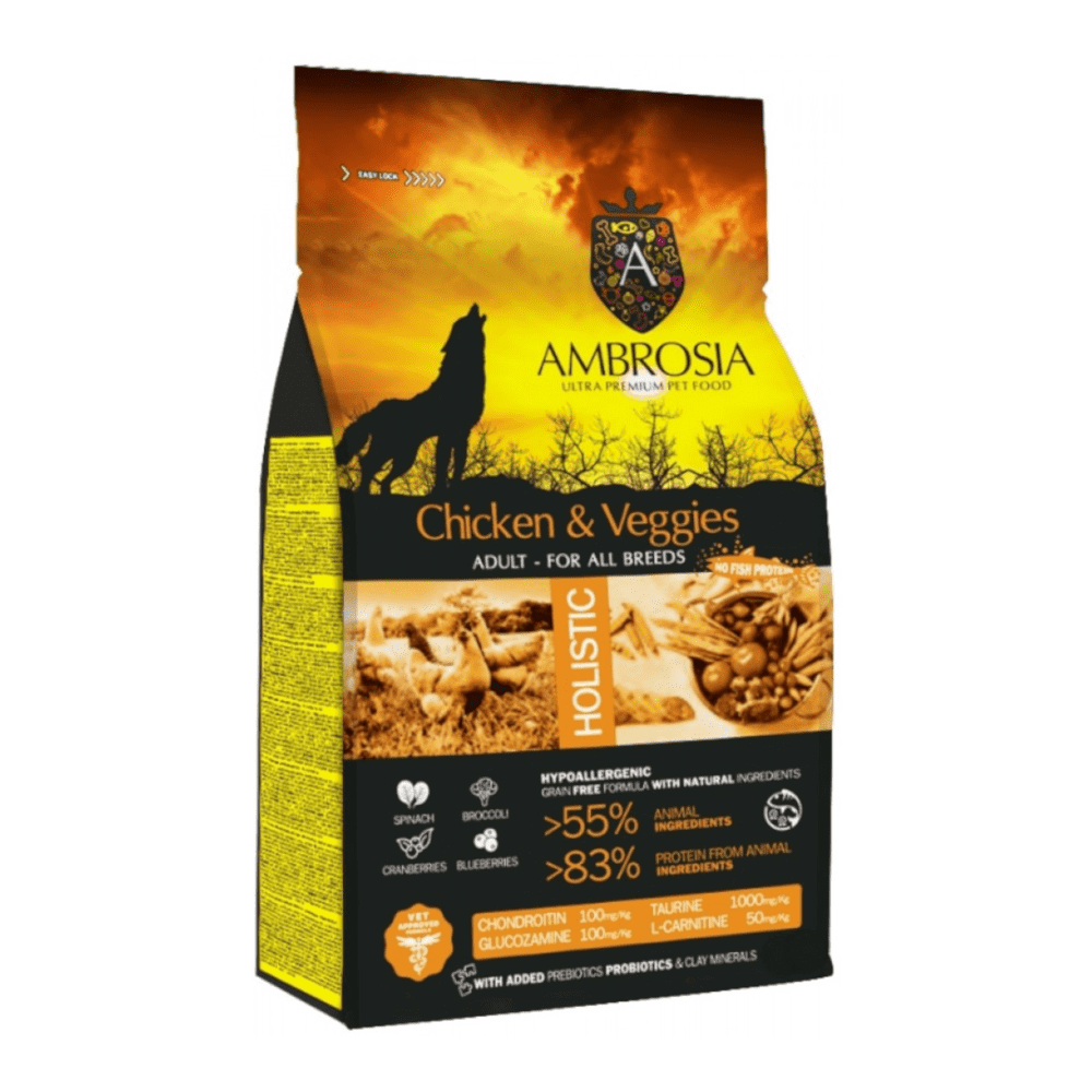מזון לכלבים אמברוסיה AMBROSIA בוגר עוף וירקות